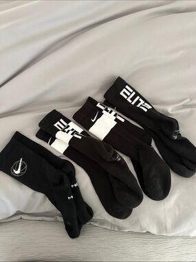 Youth Black Athletic Crew Socks - Elite/Nike Style